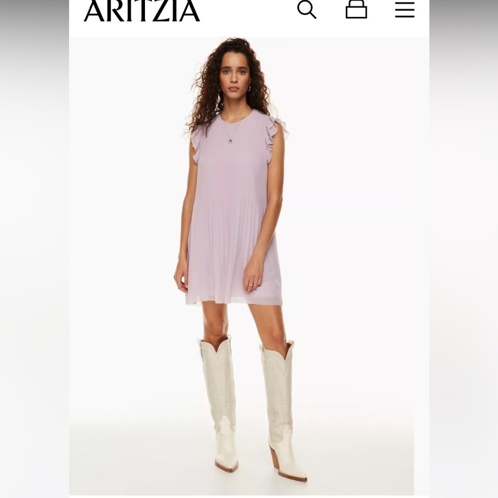 Aritzia Wilfred Daydreamer Sleeveless Mini Dress Lavender Size Large NWT